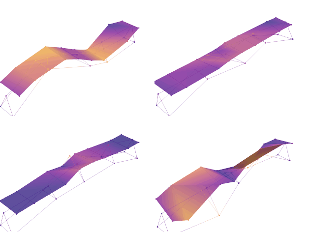 Visualisation des déformées modales issues d’une analyse vibratoire et d’une modélisation d’un ouvrage maçonné.
